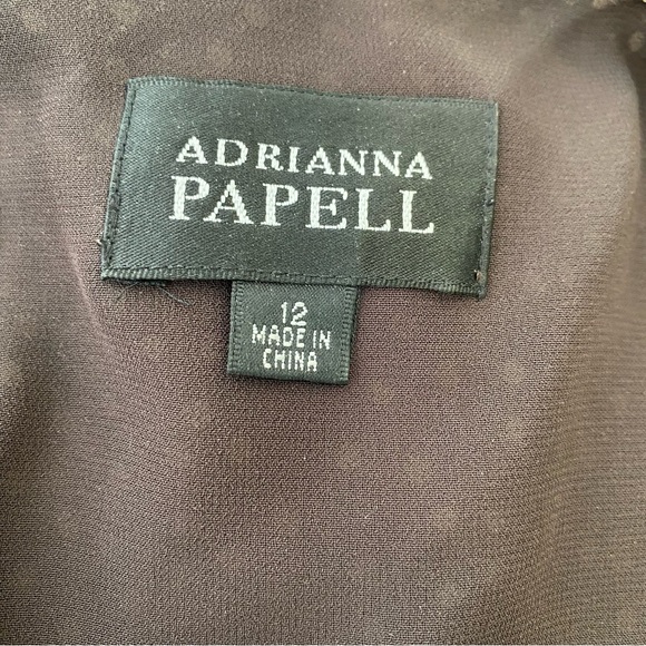 Adriana Papell 100% Silk Brown and White Polka Dot Maxi Dress - Picture 8 of 9